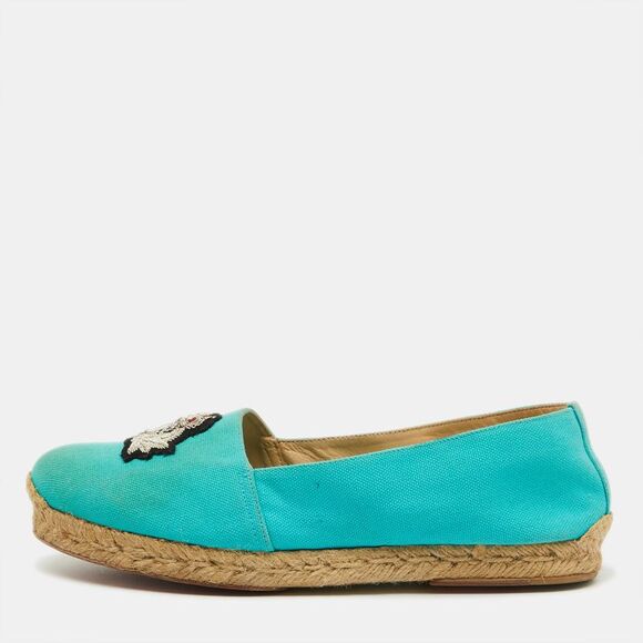 Christian Louboutin Turquoise Blue Canvas Nanou Crest Espadrilles Size 40,New Products : American Fashion Style Bags On Sale